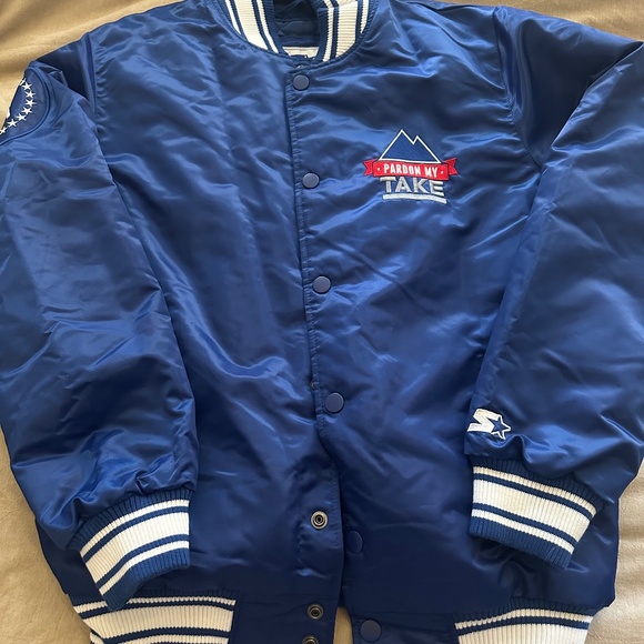 Barstool Sports PMT - Coors Light Starter Jacket Mens M Blue Bomber - Signed